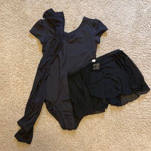 Black ballet/dance uniform. Danskin size 7/8. Never worn. 3 piece set.